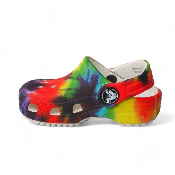 Crocs Classic "Rainbow Tie Dye" Colorful Clogs Multicolor Infant Toddler 5 - Picture 6 of 11